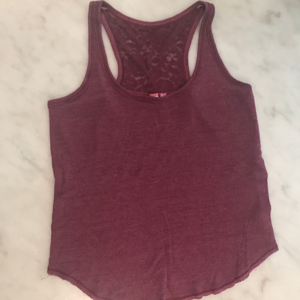 Anthropologie Thermal Tank Top w/Crochet Trim
